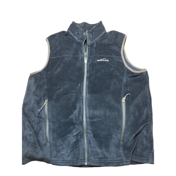 Eddie Bauer Mens XL Fleece Vest Full Zip Navy Blue - Picture 1 of 4